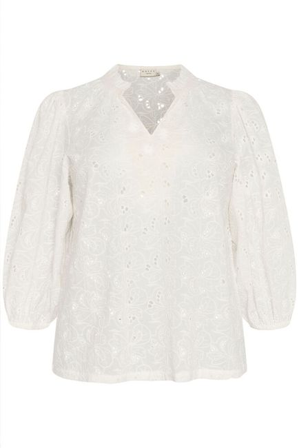 Kaffe Curve blouse broderie offwhite model KCtenna Chalk