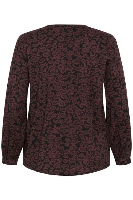 Kaffe Curve blouse bordeaux met zwarte print model KCbella fudge