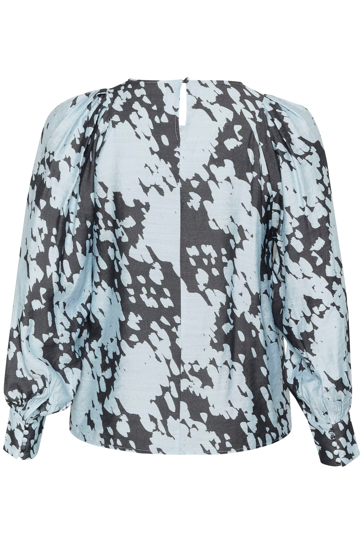 Kaffe curve blouse grijs blauwe wolkenprint model KcLuma