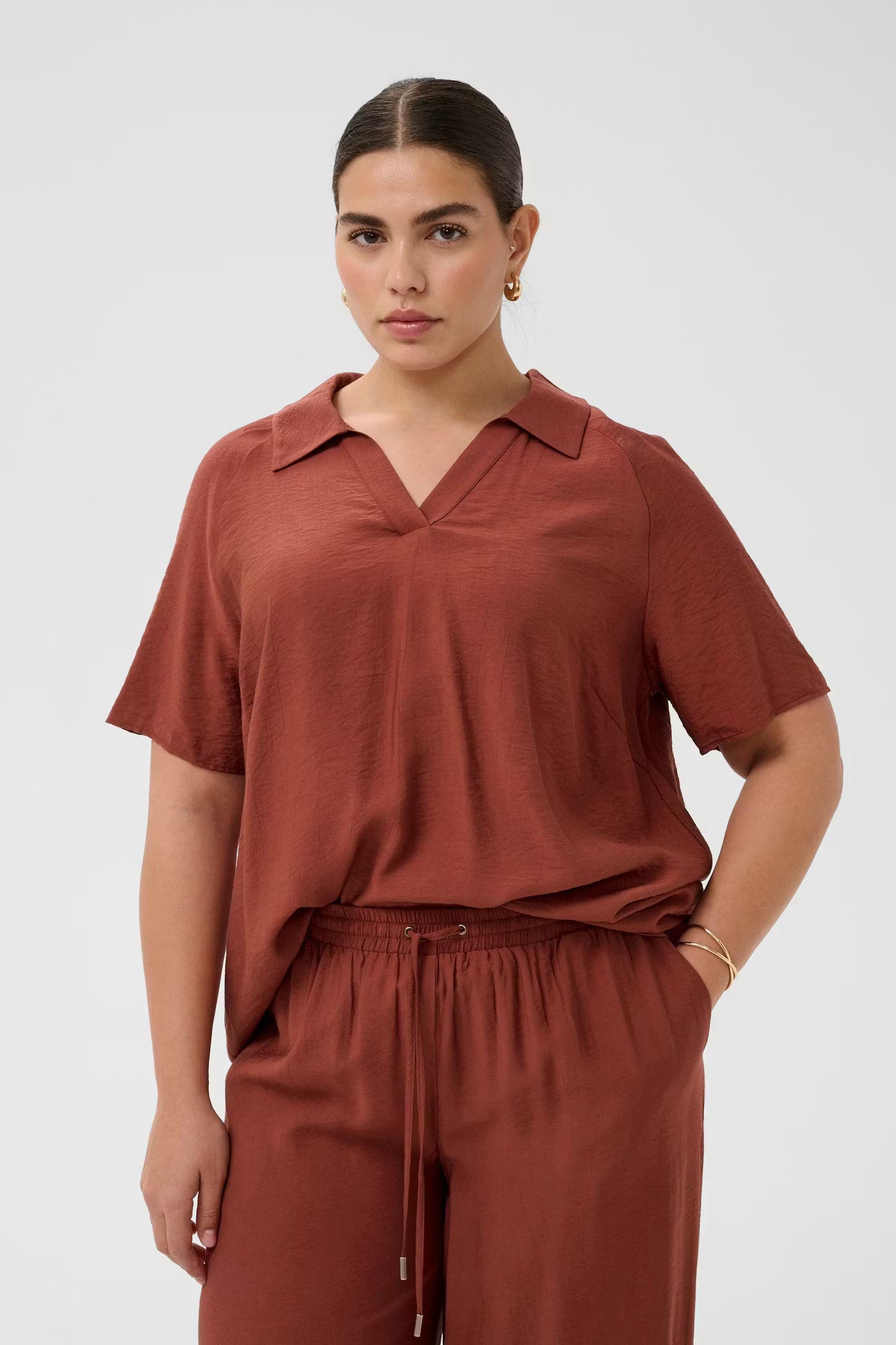 Kaffe Curve blouse roest bruin model KCemilia henna