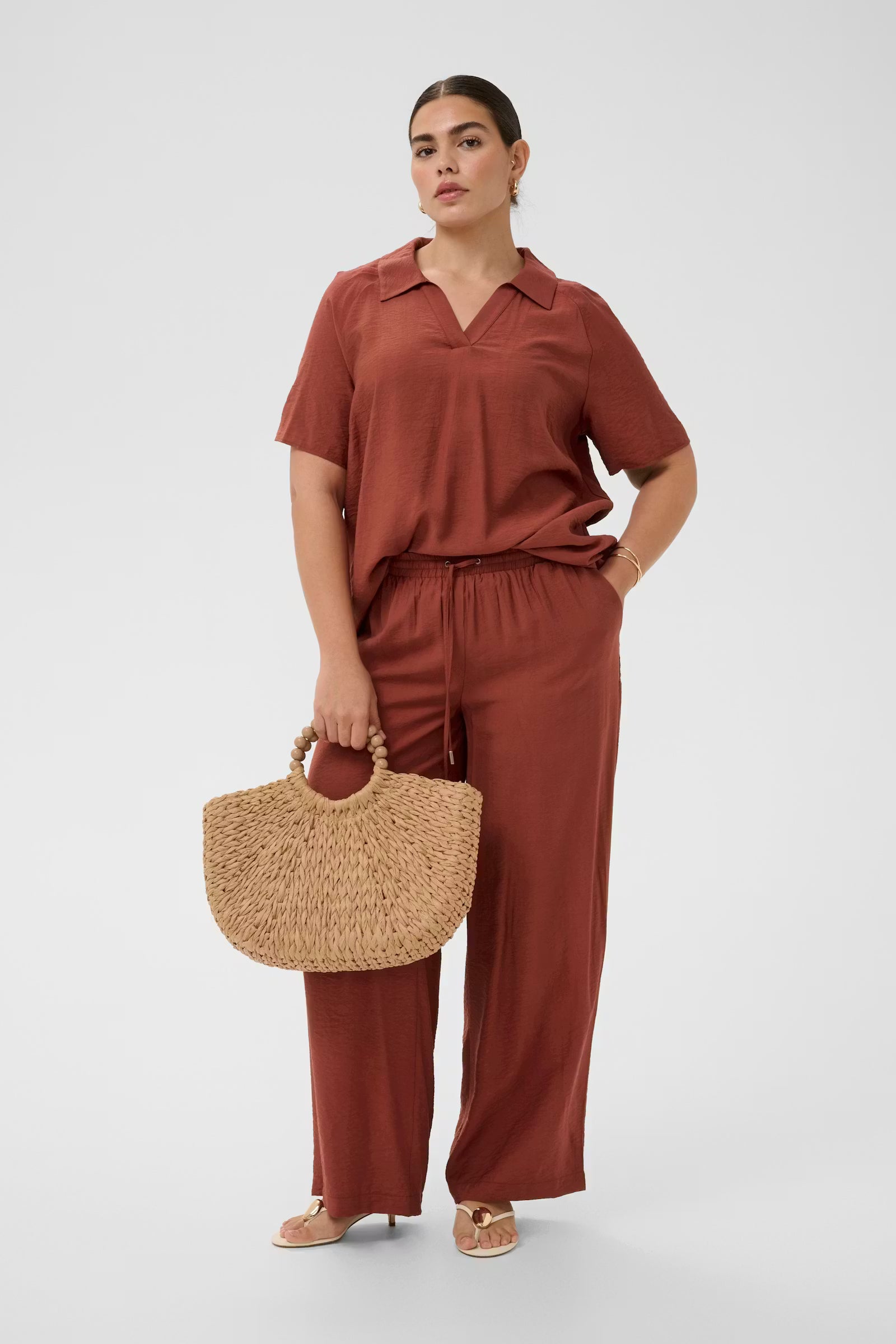 Kaffe Curve blouse roest bruin model KCemilia henna