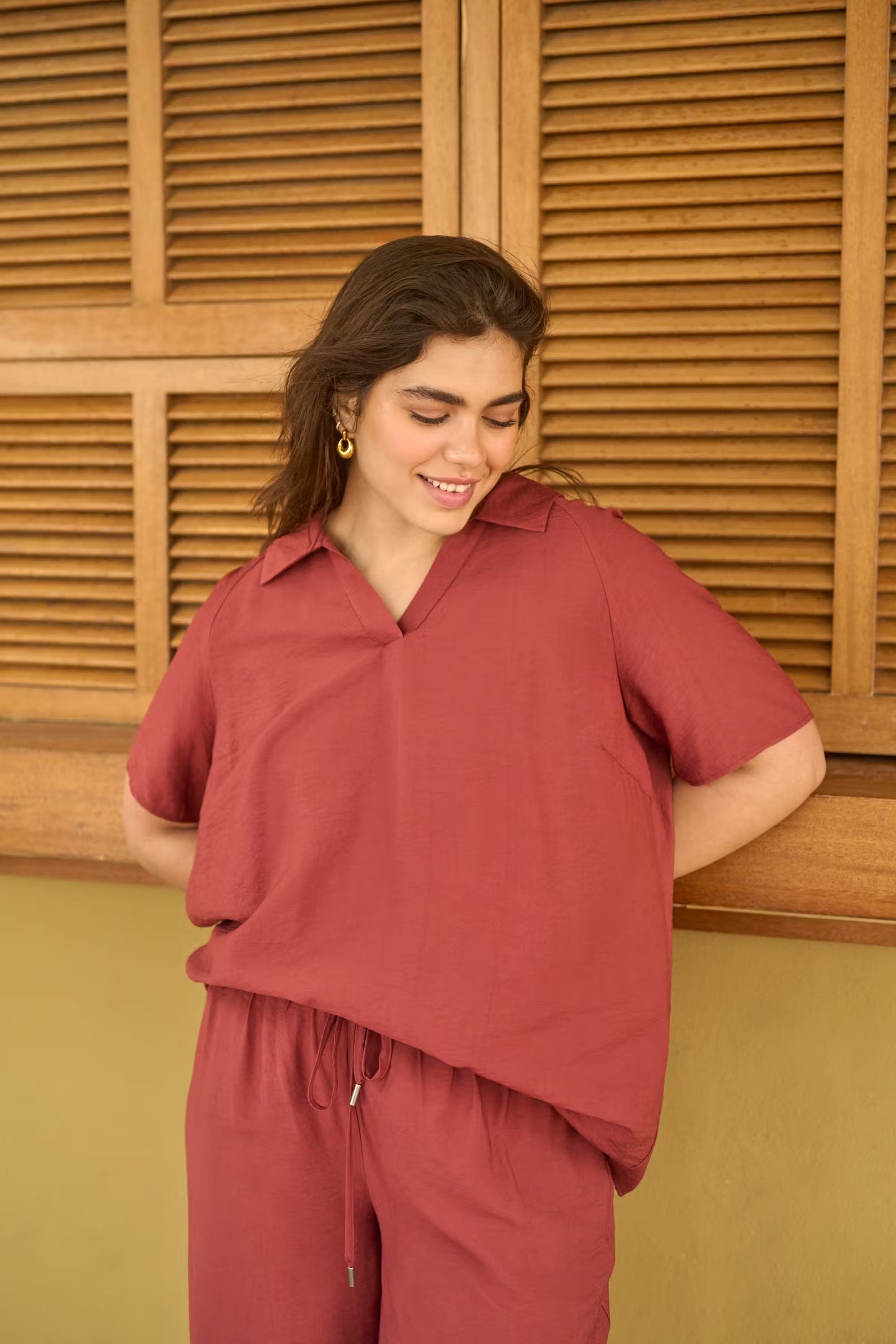 Kaffe Curve blouse roest bruin model KCemilia henna