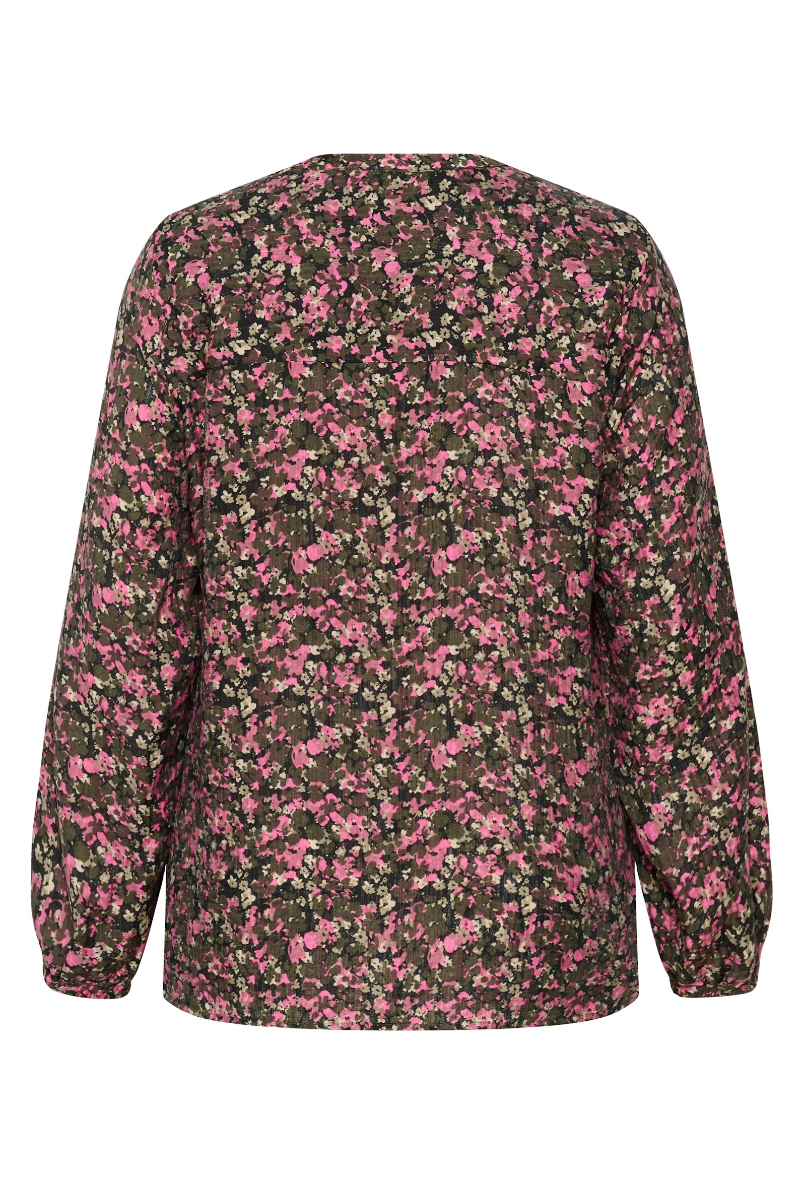 Kaffe Curve blouse roze met zwart groene bloemenprint KCbelle pink black graphic flower print
