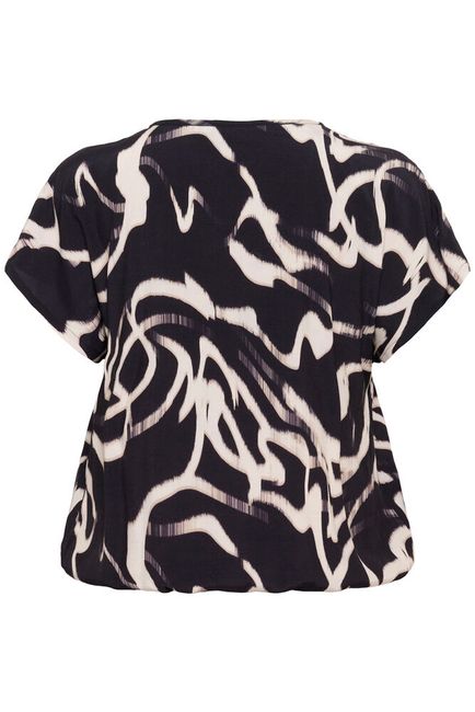 Kaffe Curve blouse korte mouw zwart beige print model KCmaren