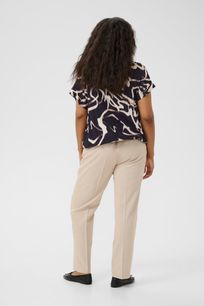 Kaffe Curve blouse korte mouw zwart beige print model KCmaren