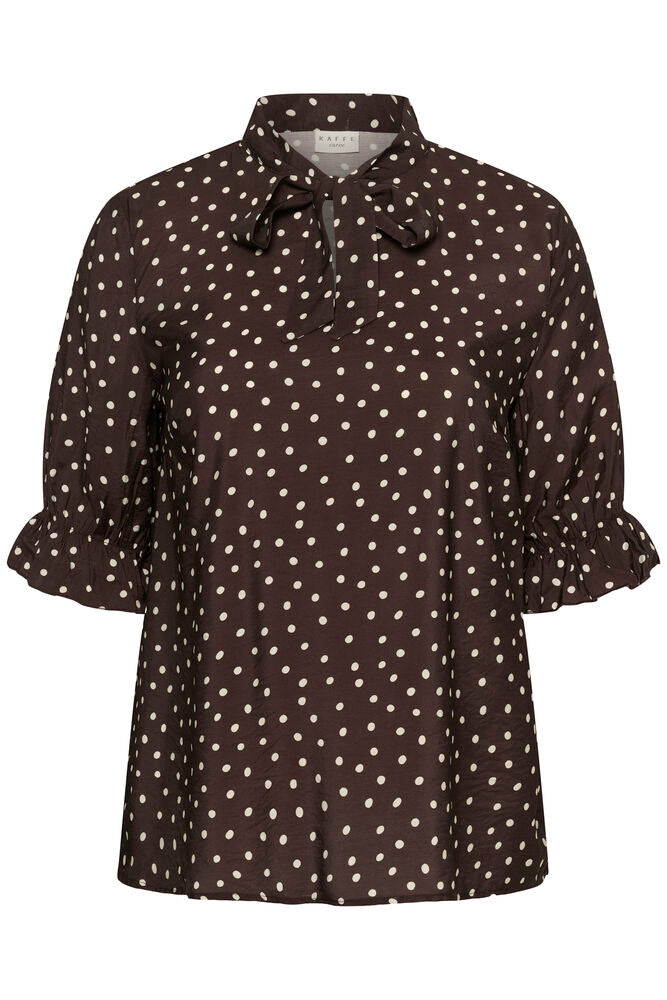 Kaffe Curve blouse bruin met witte stip model KCditte coffee bean turtle dove