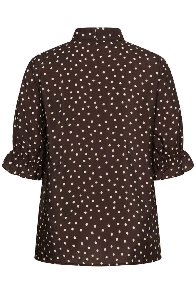 Kaffe Curve blouse bruin met witte stip model KCditte coffee bean turtle dove