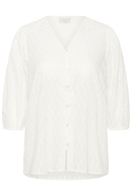 Kaffe Curve blouse offwhite met structuur driekwart mouw model KCgabby chalk