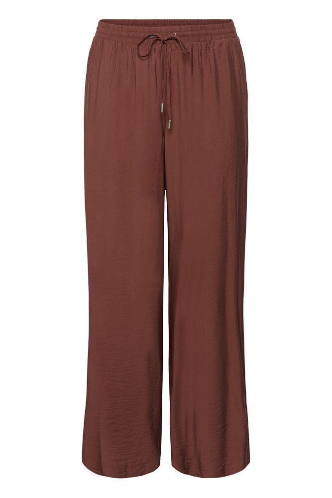 Kaffe Curve broek bruin met elastieke band model KCemilia wide pants henna