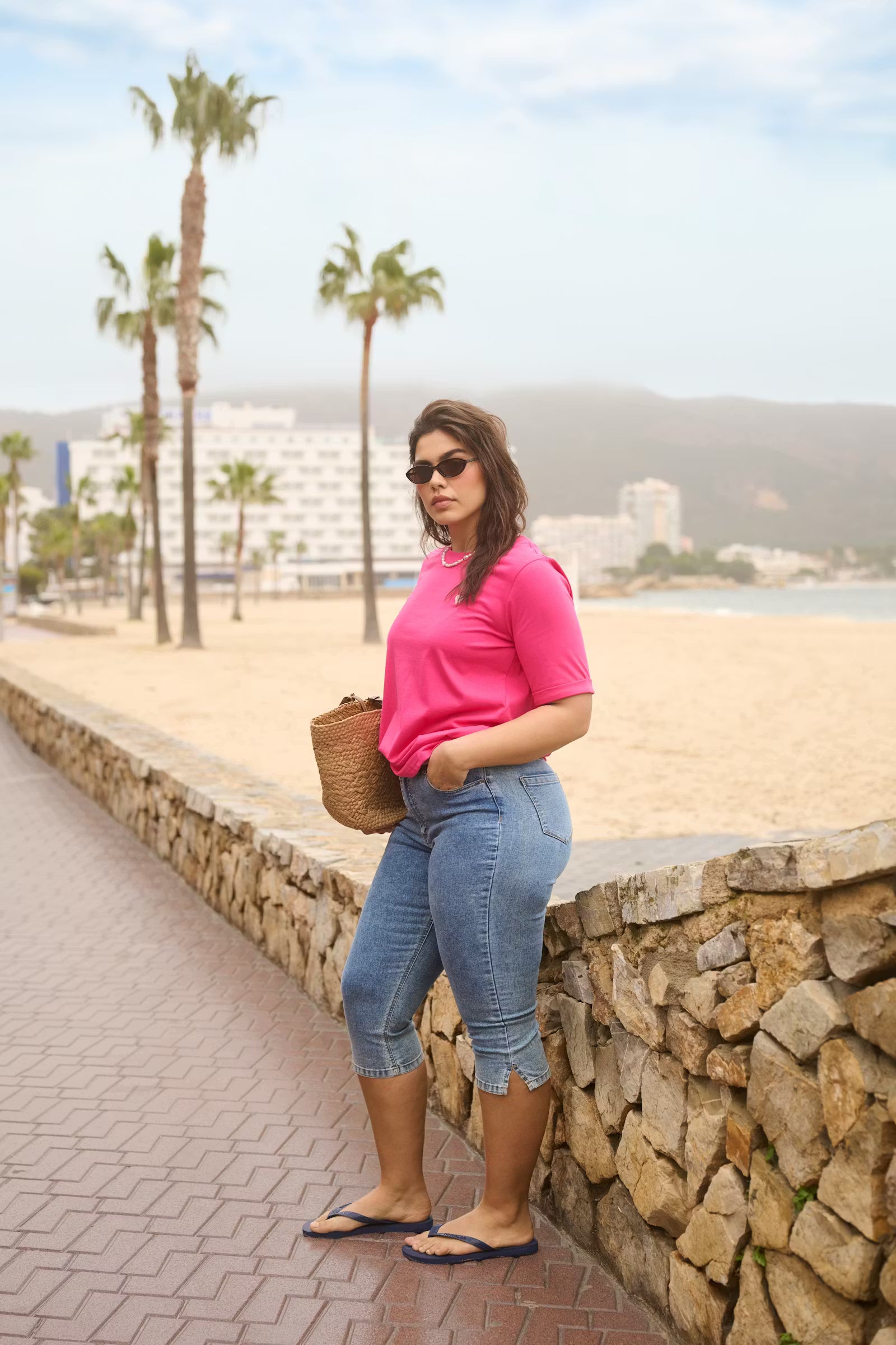 Kaffe Curve capri jeans blauw model KCvilana washed denim blue