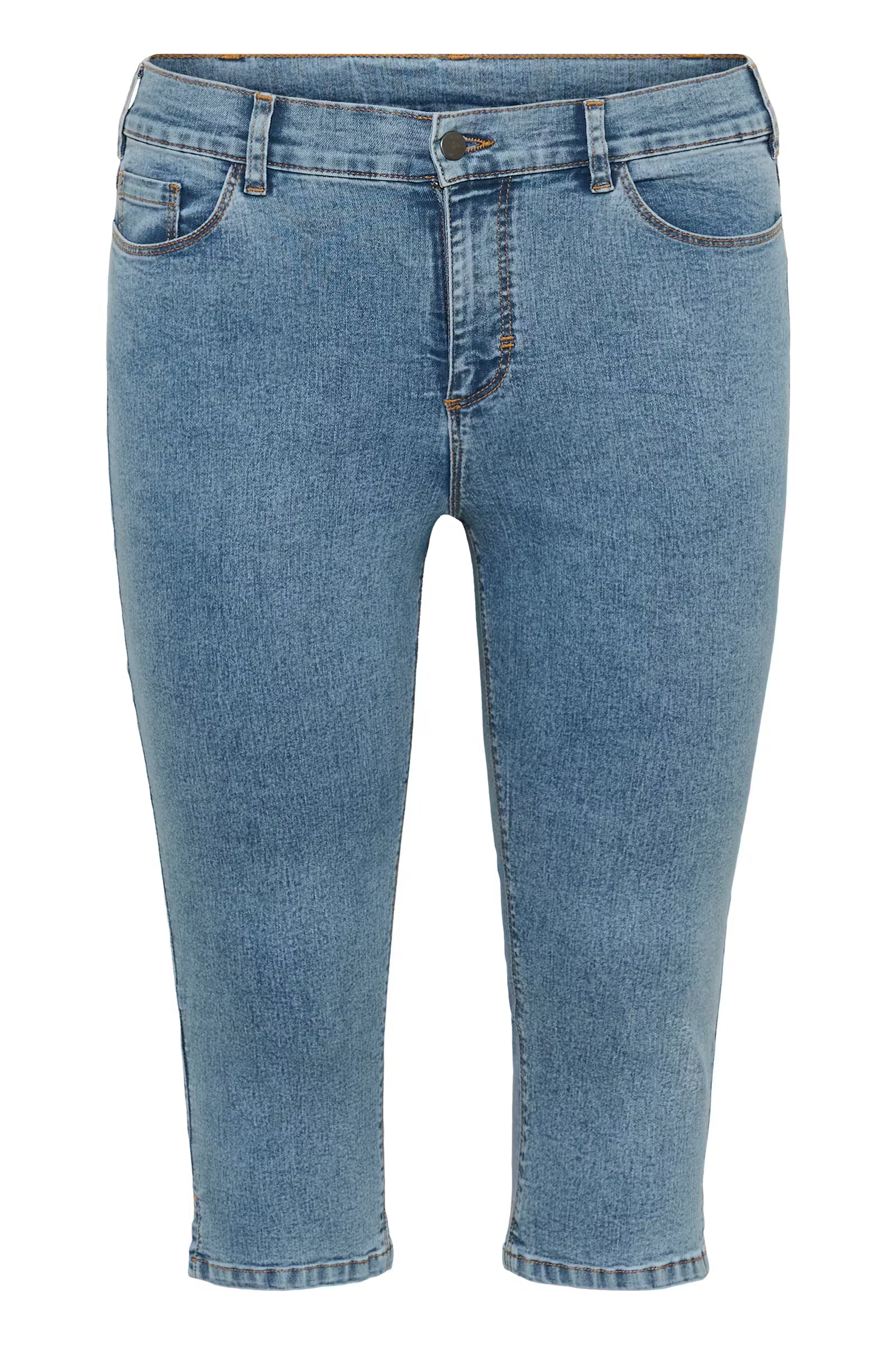 Kaffe Curve capri jeans blauw model KCvilana washed denim blue