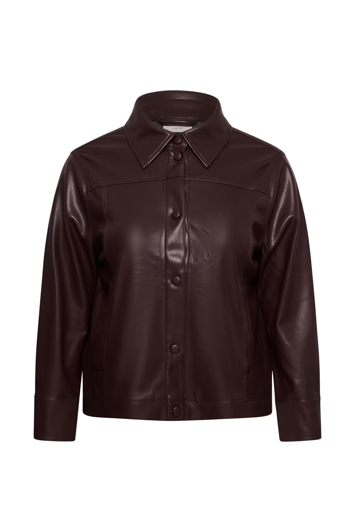 Kaffe Curve leather look blouse jaseje bordeaux rood model KCarensa fudge red