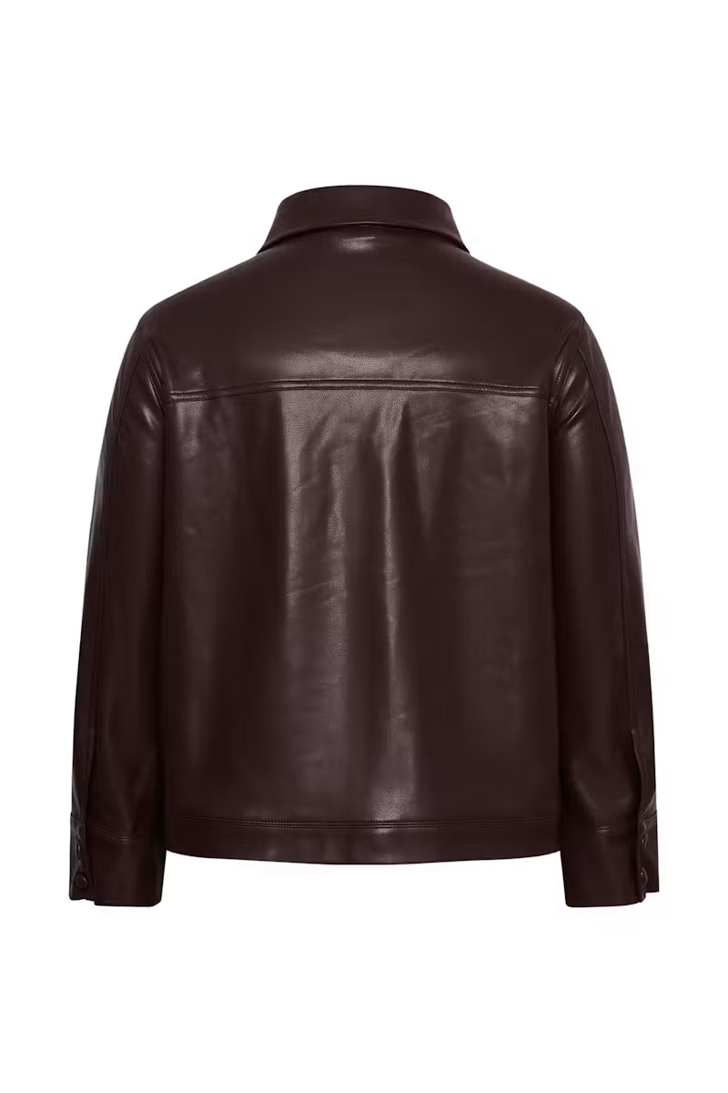 Kaffe Curve leather look blouse jaseje bordeaux rood model KCarensa fudge red