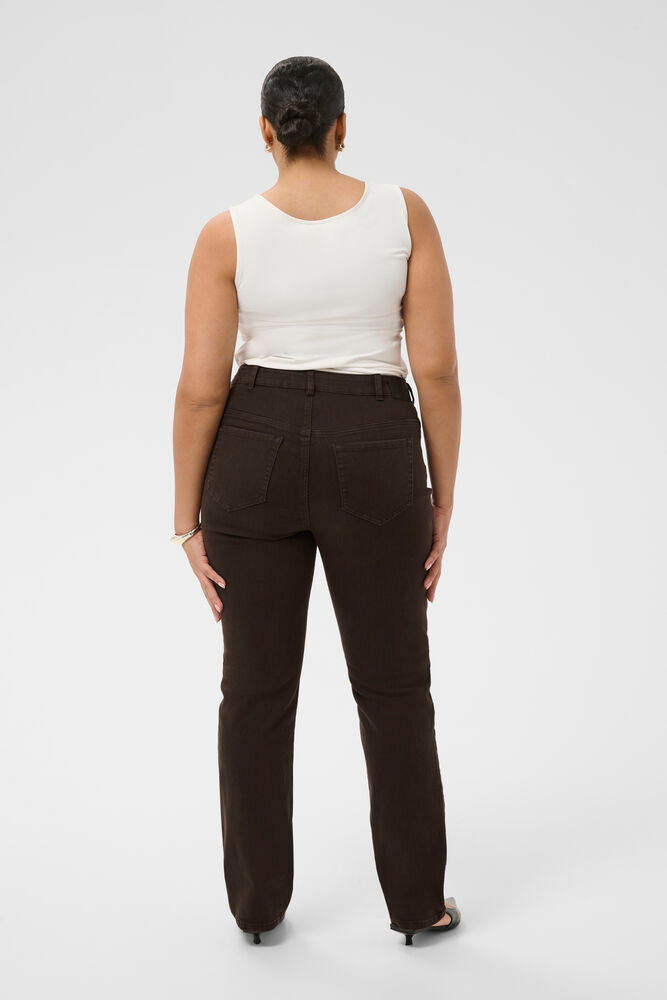 Kaffe Curve jeans donker bruin model straight full lenght KCbree coffee bean