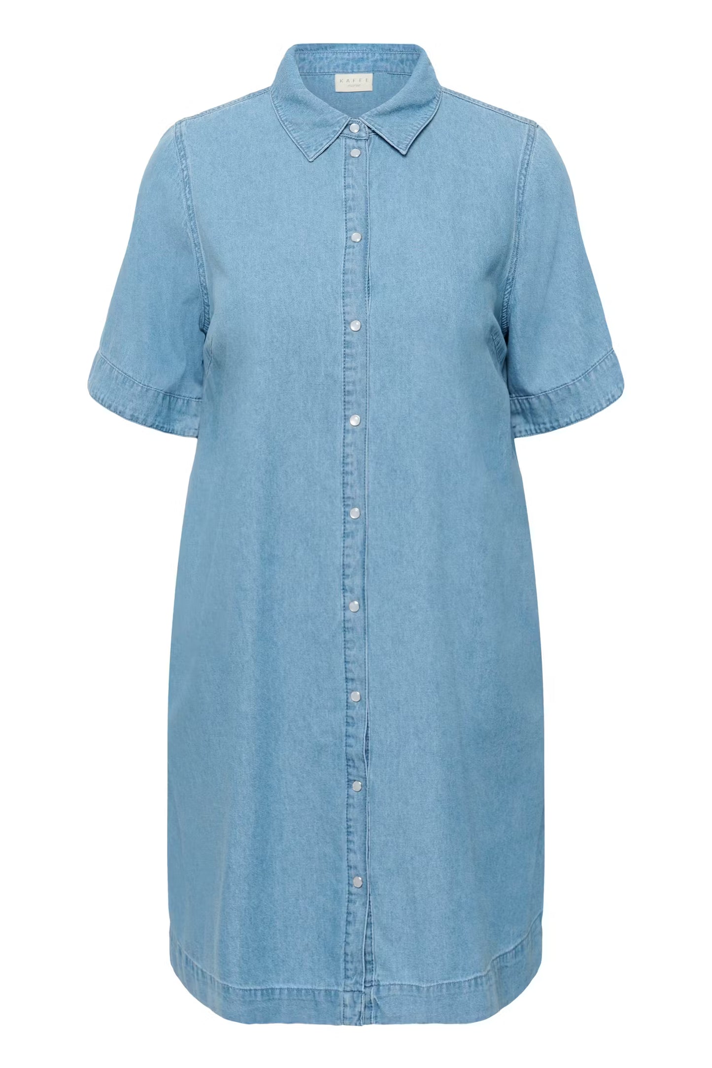 Kaffe Curve denim jurk blauw model KCjada dress medium blue chambray