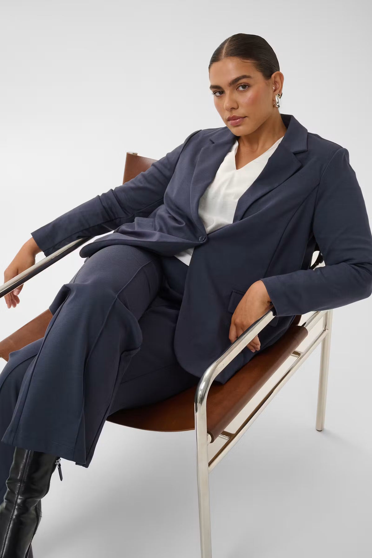 Kaffe Curve blazer blauw grijs model KCjenna loose graphite