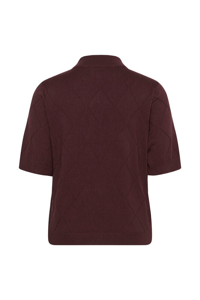 Kaffe Curve bordeaux rode trui korte mouw model KClizzy argyle knit fudge