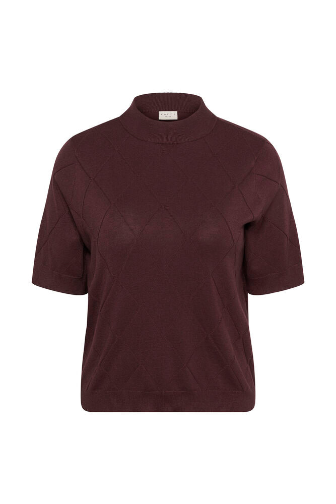 Kaffe Curve bordeaux rode trui korte mouw model KClizzy argyle knit fudge