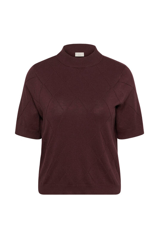 Kaffe Curve bordeaux rode trui korte mouw model KClizzy argyle knit fudge