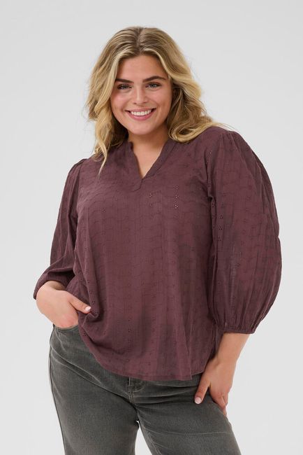 Kaffe Curve blouse driekwart mouw bordeaux KCmaia fudge