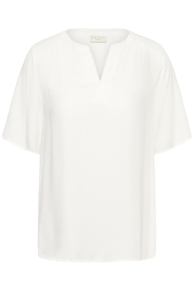 Kaffe Curve blouse wit met kant detail model KCmina lace top chalk