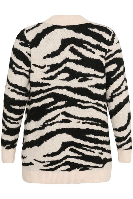 Kaffe Curve vest zwart wit animal print model KCsandia cardigan turtledove/ black