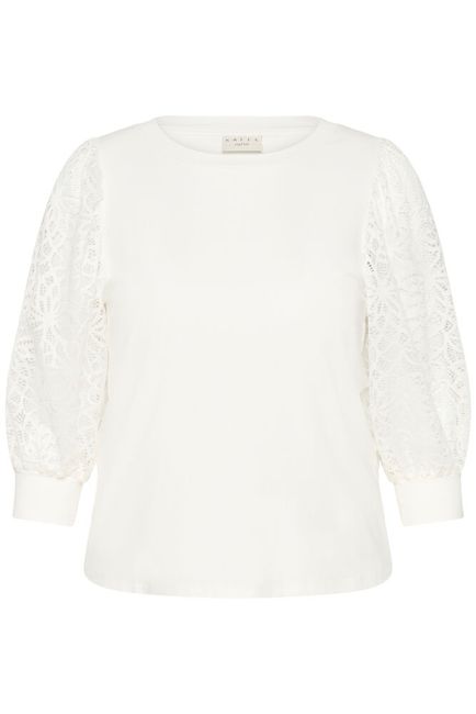 Kaffe Curve T-shirt offwhite model KCbella lace chalk