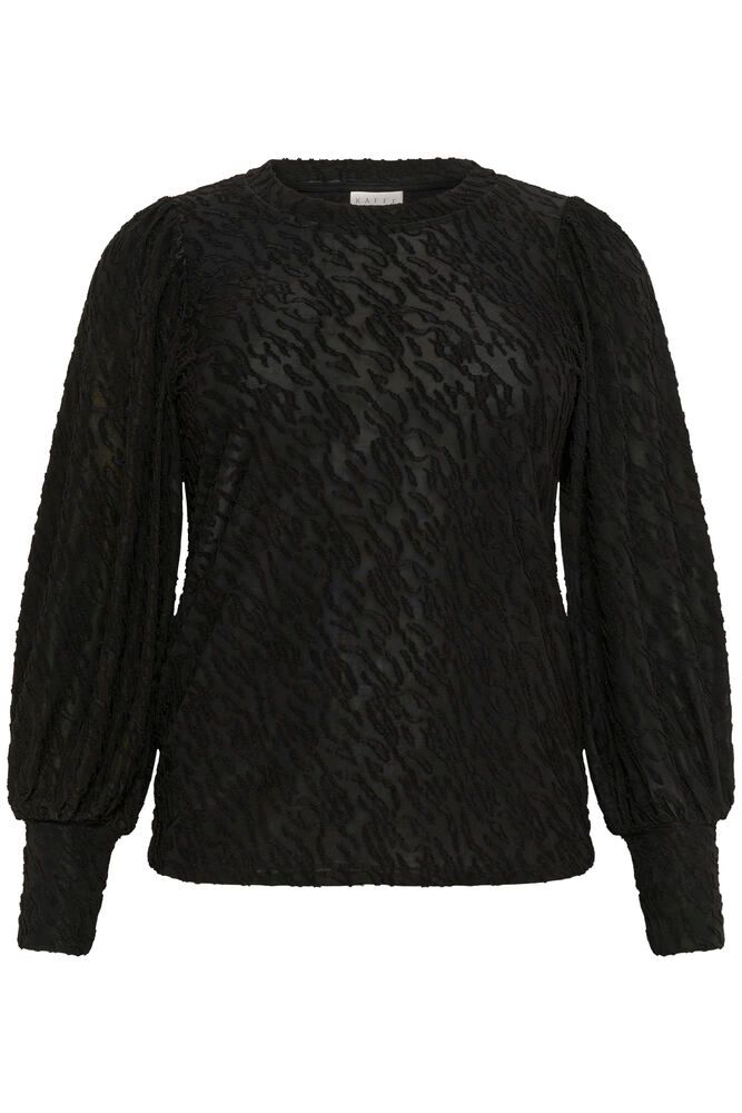 Kaffe Curve shirt zwart met structuur model KCzarina T-shirt black deep