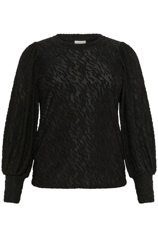 Kaffe Curve shirt zwart met structuur model KCzarina T-shirt black deep