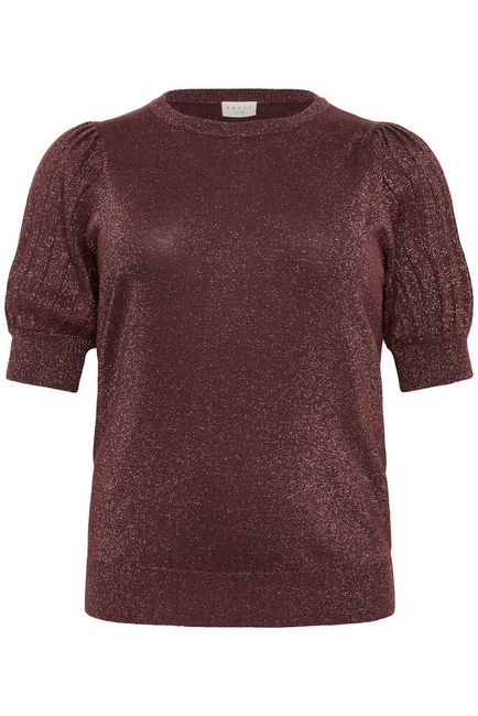 Kaffe Curve truitje korte mouw bordeaux met glitter model KCregitta Fudge 