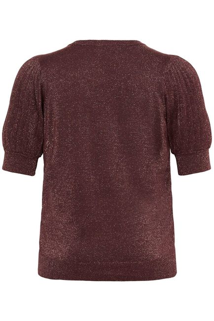 Kaffe Curve truitje korte mouw bordeaux met glitter model KCregitta Fudge 