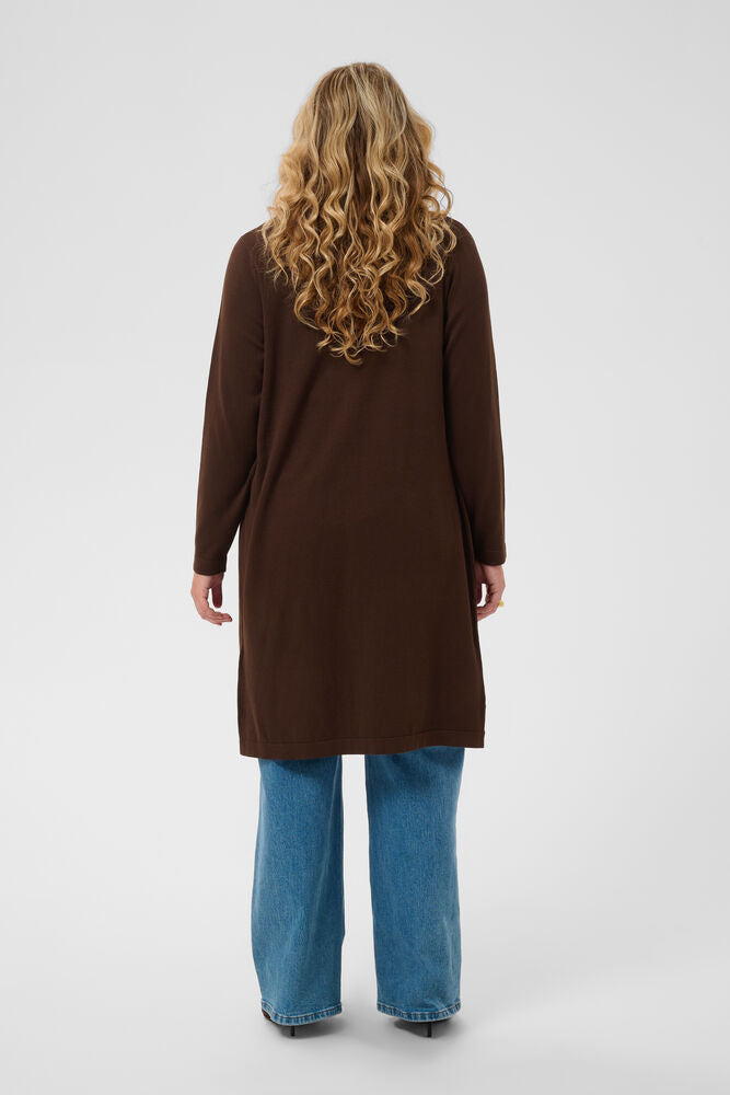 Kaffe Curve vest lang bruin model KCfarsia long cardigan coffee bean