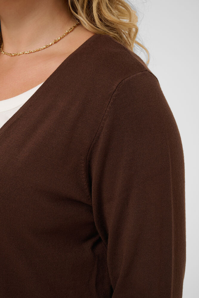 Kaffe Curve vest lang bruin model KCfarsia long cardigan coffee bean
