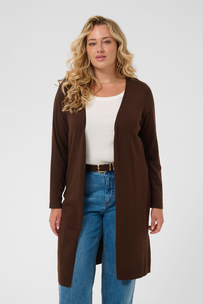 Kaffe Curve vest lang bruin model KCfarsia long cardigan coffee bean