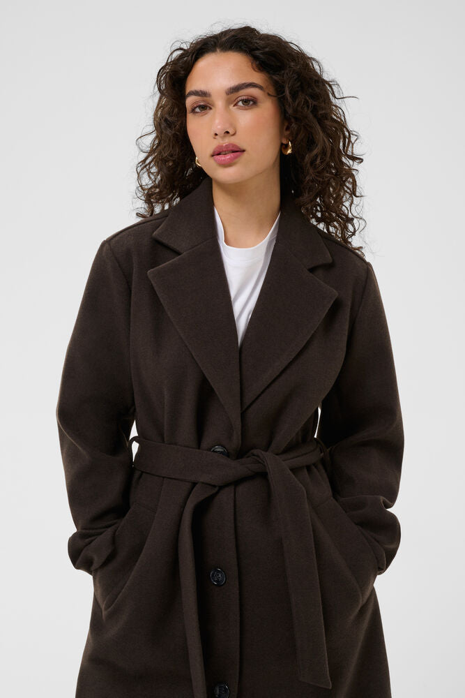 Kaffe jas donker bruin model KAsaturn Jacket Coffee Bean Brown