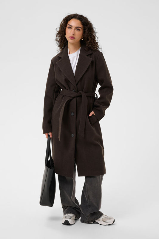 Kaffe jas donker bruin model KAsaturn Jacket Coffee Bean Brown