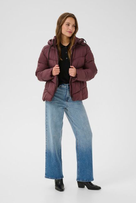 Kaffe winter jas bordeaux gewatteerd model KaSusanne jacket fudge