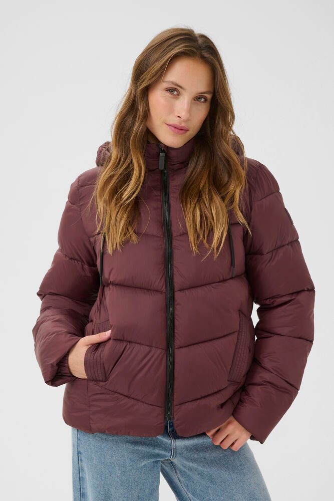 Kaffe winter jas bordeaux gewatteerd model KaSusanne jacket fudge