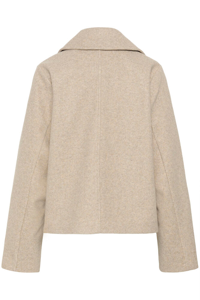 Kaffe jas kort beige model KAsaturn short jacket smoke melange