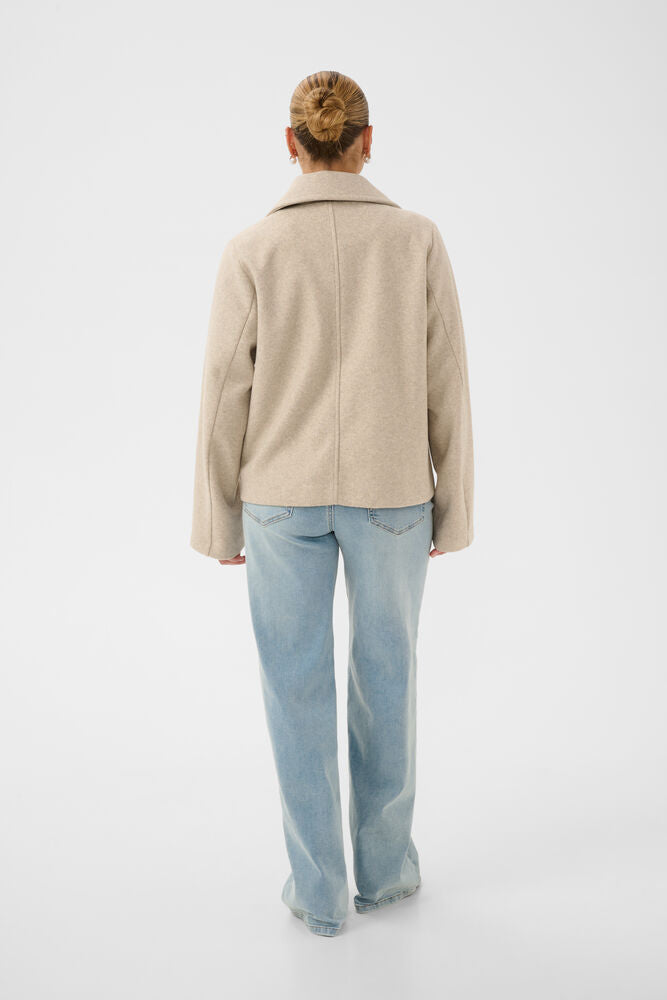 Kaffe jas kort beige model KAsaturn short jacket smoke melange