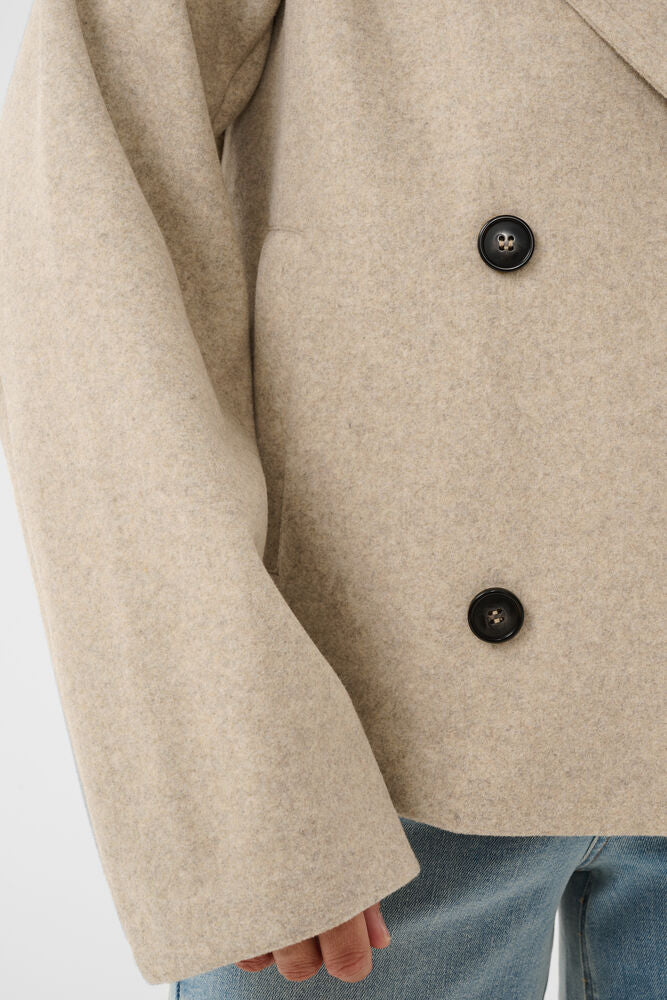 Kaffe jas kort beige model KAsaturn short jacket smoke melange