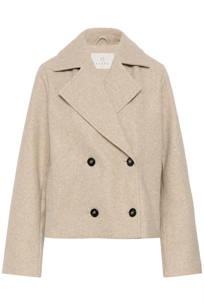 Kaffe jas kort beige model KAsaturn short jacket smoke melange