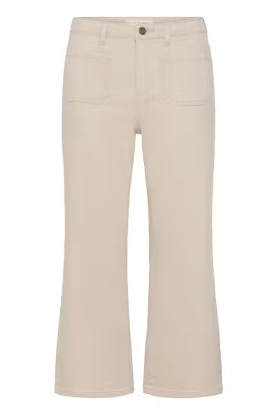 Kaffe jeans zandkleur model KAbrook cropped moonbeam 