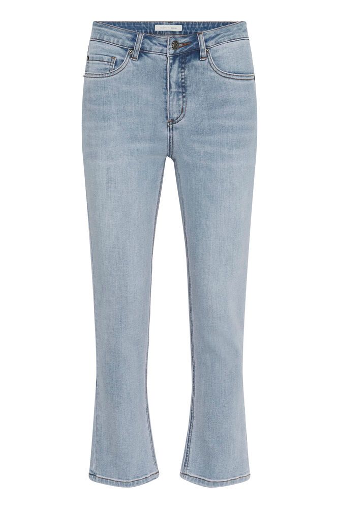 Kaffe jeans licht blauw cropped model kick flair KAriver light blue washed denim