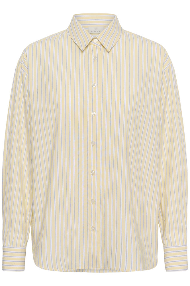 Kaffe blouse geel met strepen oversized model KAaster shirt Sunlight Chalk Black Stripe Yellow
