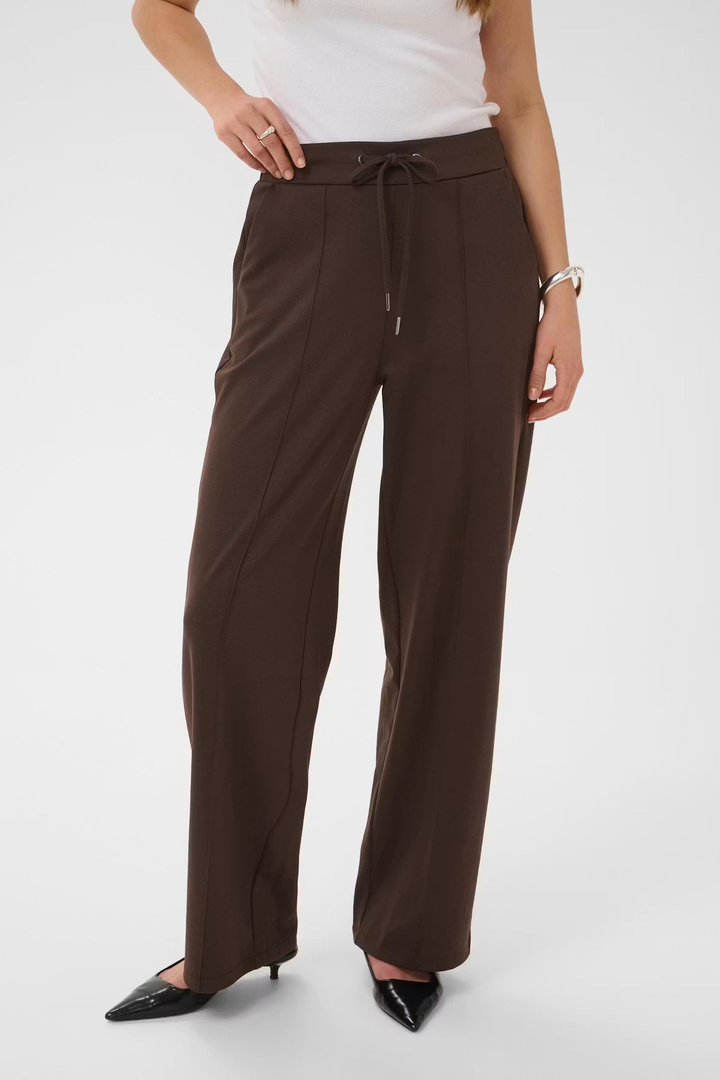 Kaffe broek donker bruin model KAjenny straight pants coffee bean