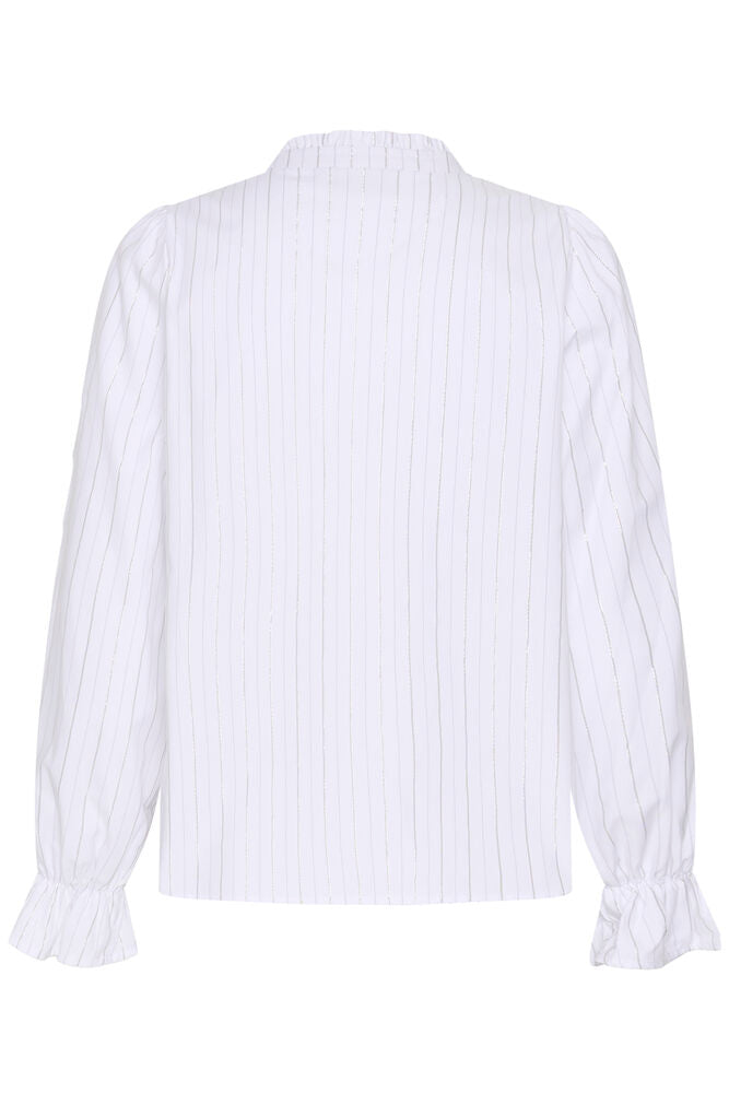 Kaffe blouse offwhite met zilveren pinstripe model KAellie chalk silver stripe