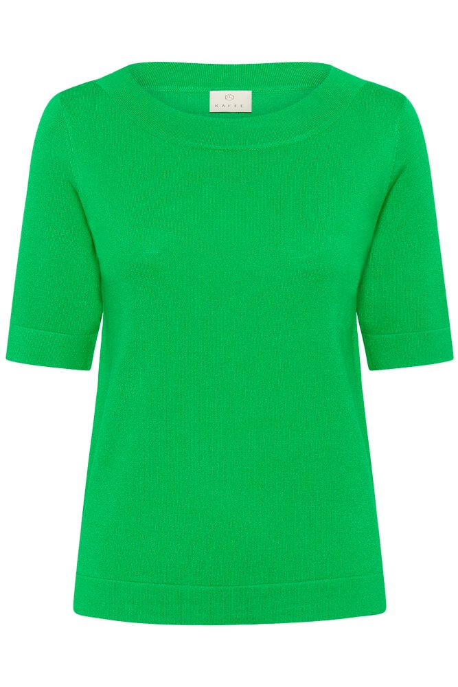 Kaffe truitje groen boatneck KAlizza solid pullover korte mouw bright green