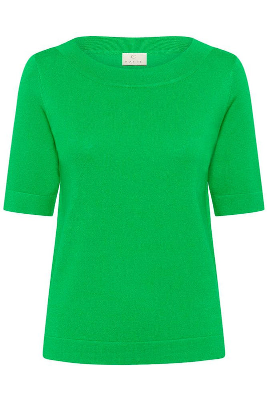 Kaffe truitje groen boatneck KAlizza solid pullover korte mouw bright green