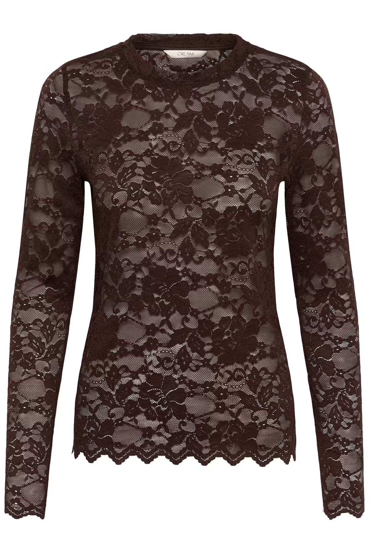 Kaffe kanten longsleeve bruin KApitia java brown